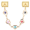 Cadena doble de corazones con ojos turcos multicolor