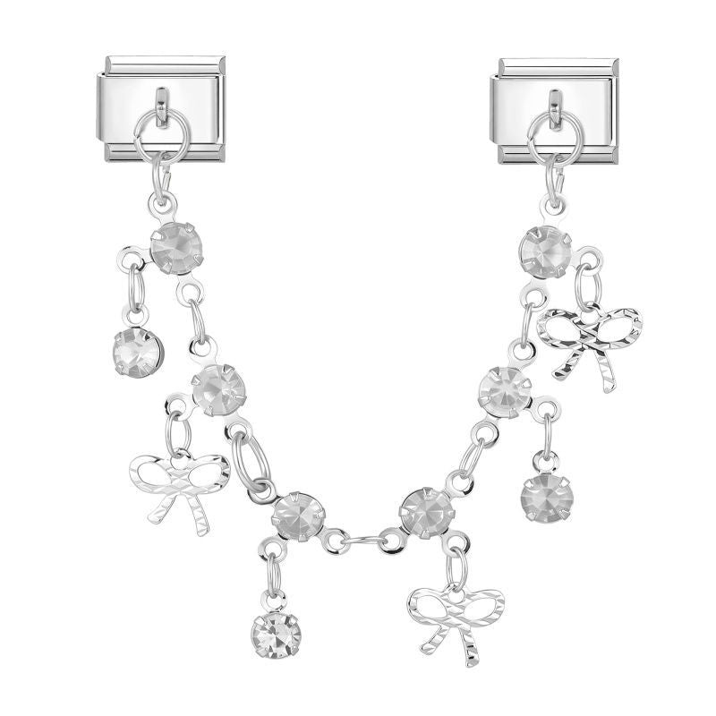 Cadena con lazos y circonitas colgantes