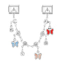 Cadena con mariposas de colores y circonitas