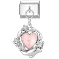 Corazón rosa con circonitas colgante