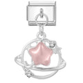 Estrella rosa con anillo y circonitas