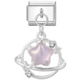 Estrella lila con anillo y circonitas