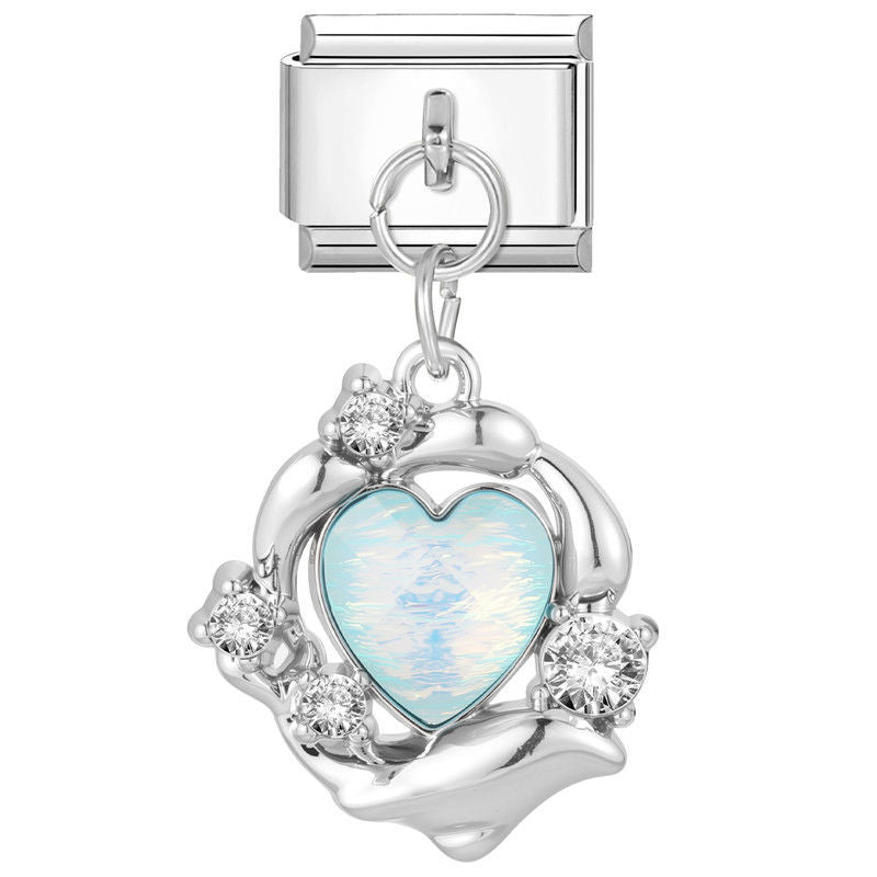 Corazón azul con circonitas colgante