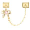 Cadena doble con lazo y circonita rosa