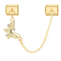 Cadena doble con mariposa dorada y circonitas