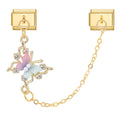 Cadena doble con mariposa pastel y perlas