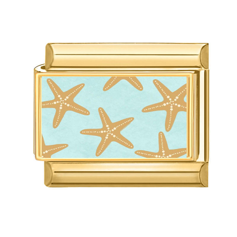 Estrellas de mar doradas sobre fondo azul
