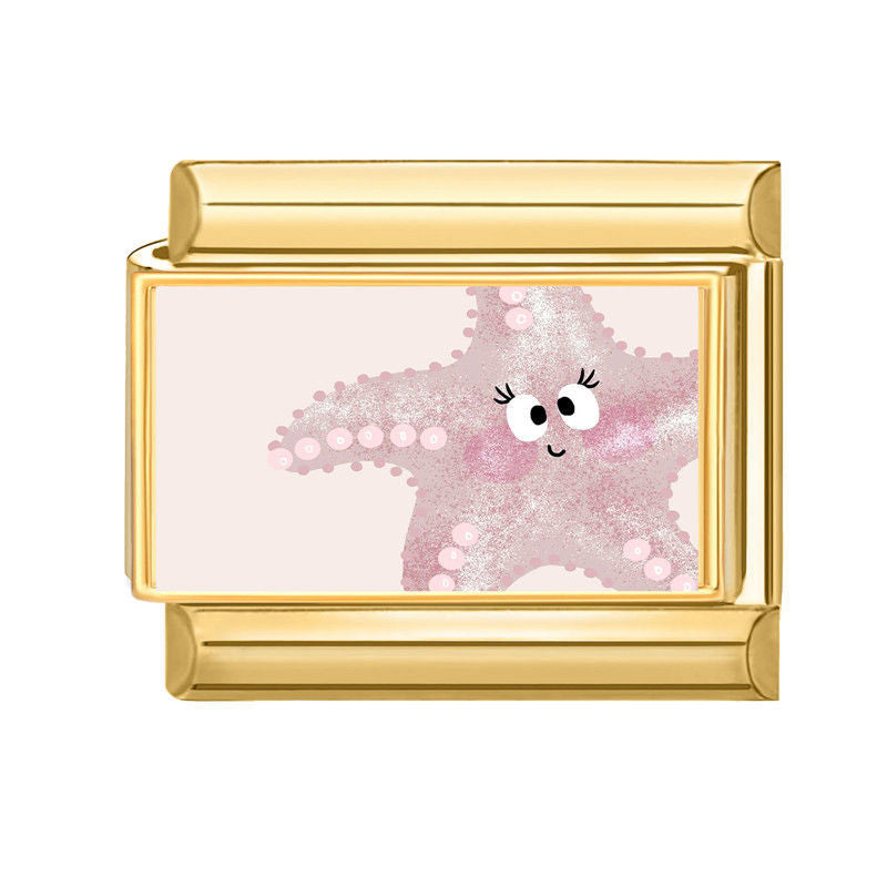 Estrella de mar rosa con cara