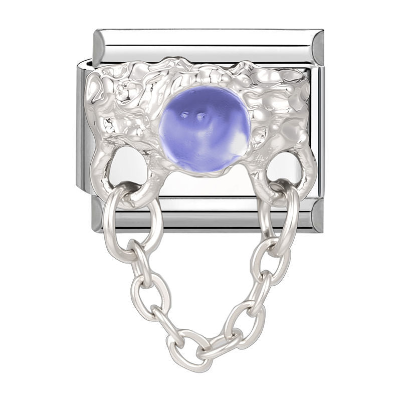 Eslabón con piedra azul y cadena