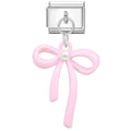 Lazo rosa con perla colgante