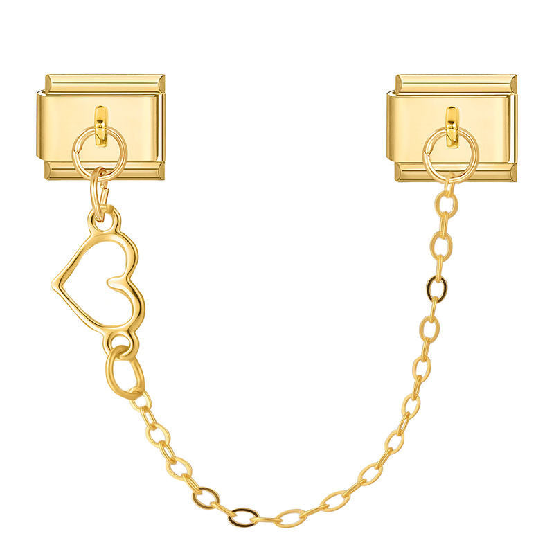Cadena doble con corazón dorado