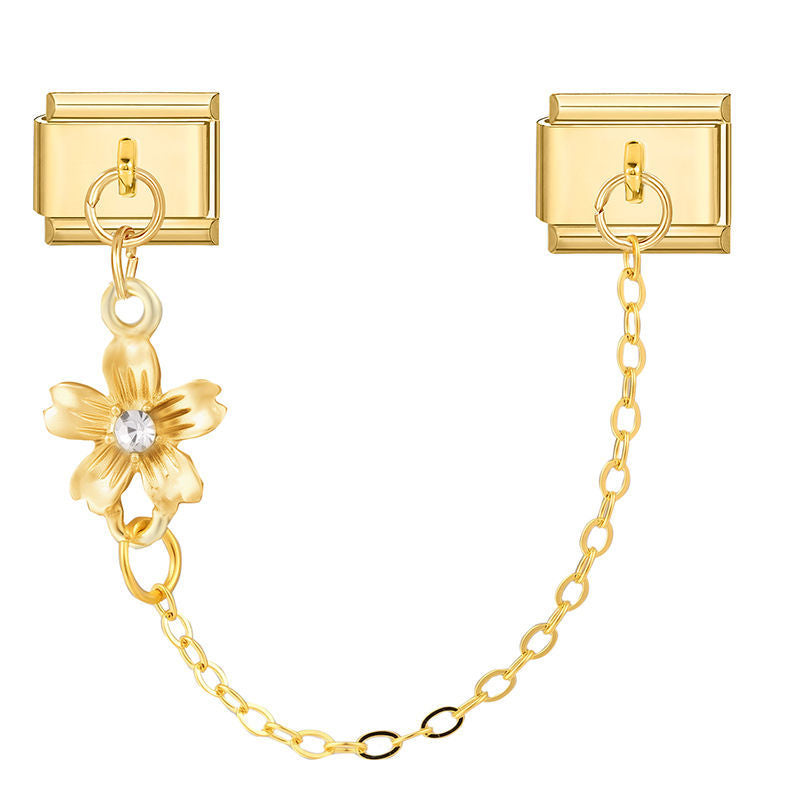Cadena doble con flor dorada