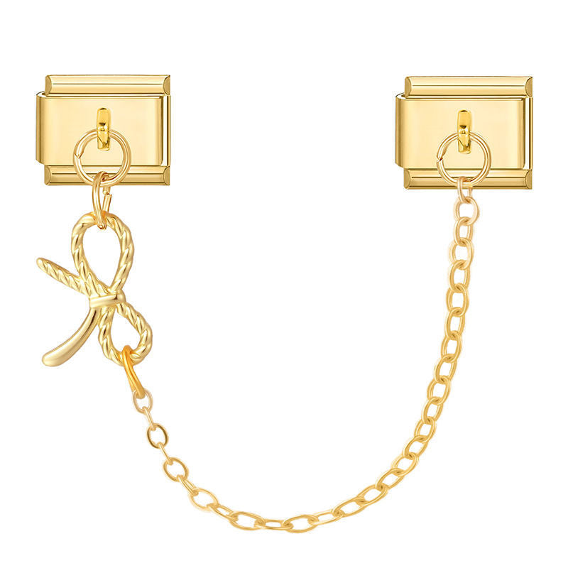 Cadena doble con lazo dorado
