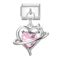 Corazón rosa con anillo orbital y estrella