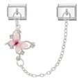 Mariposa rosa con circonitas y cadena