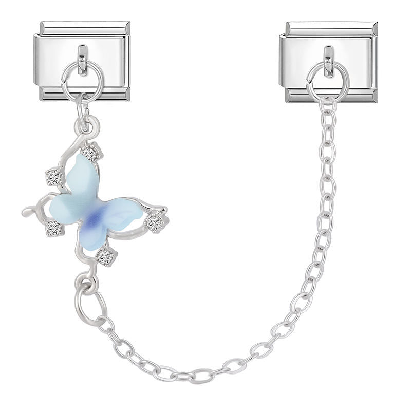 Mariposa azul con circonitas y cadena