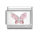 Eslabón con mariposa de circonitas rosas