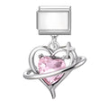 Corazón rosa con anillo orbital y estrella