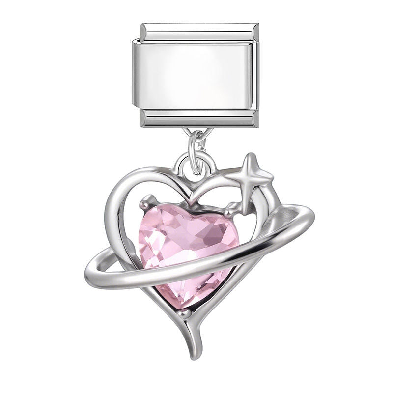 Corazón rosa con anillo orbital y estrella
