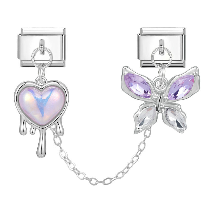Corazón derretido y mariposa con cadena