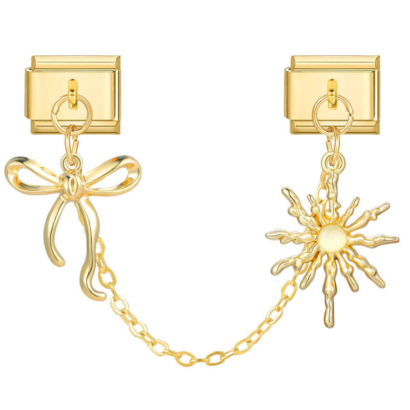 Cadena doble con lazo y sol dorado