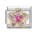 Eslabón con flor reloj rosa y dorada