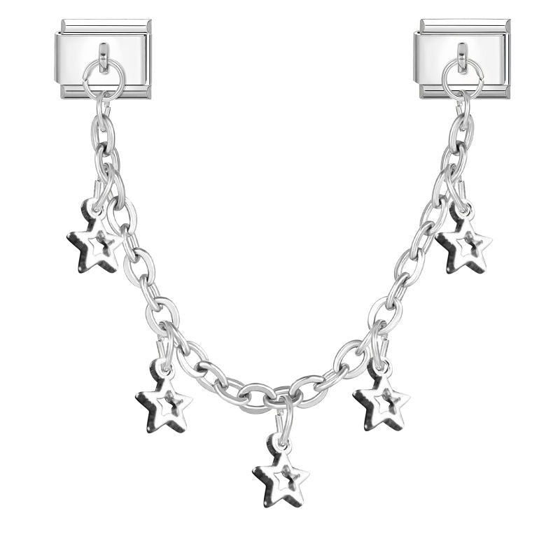 Cadena con estrellas plateadas colgantes