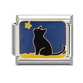 Gato negro mirando una estrella
