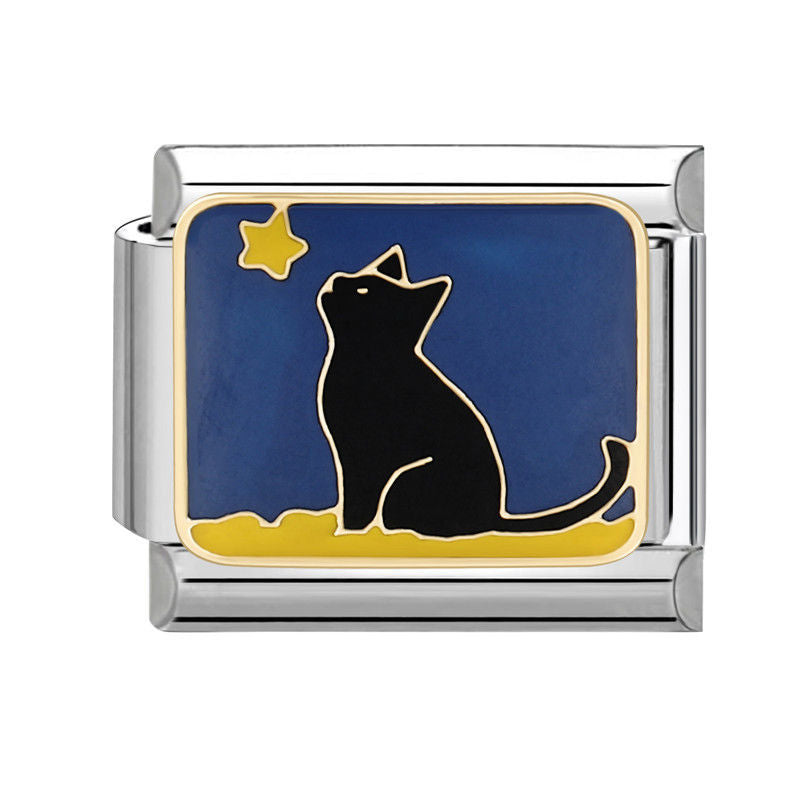 Gato negro mirando una estrella