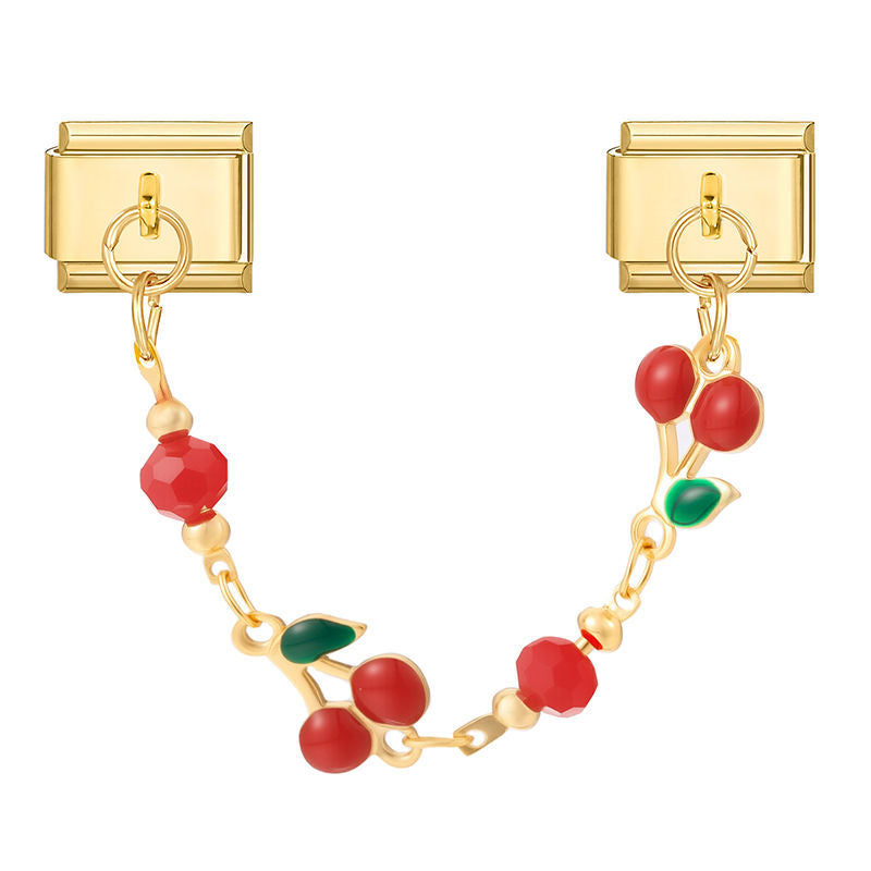 Cadena doble de cerezas rojas