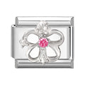 Eslabón con flor calada y circonita rosa