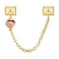 Cadena doble con corazón rosa