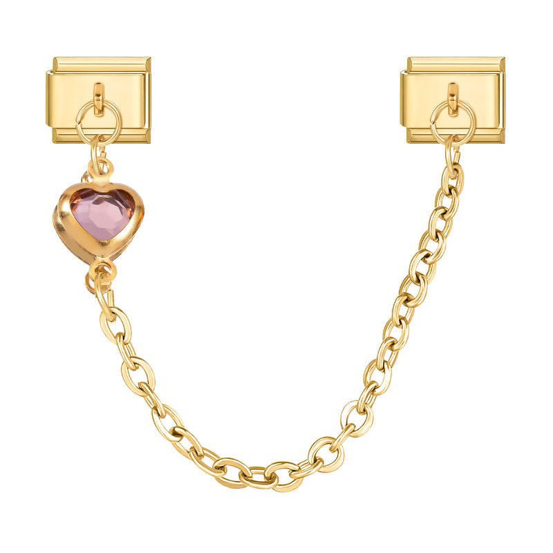 Cadena doble con corazón rosa