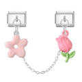 Flor y tulipán rosa con cadena