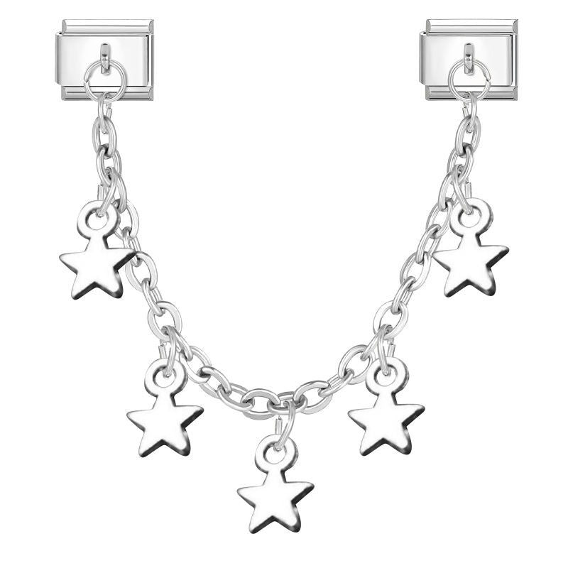 Cadena con estrellas plateadas colgantes