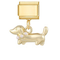 Colgante perro salchicha dorado con perlas